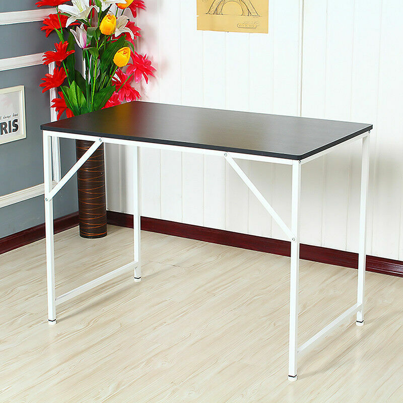 Modern Black Wooden Computer Desk Laptop PC Study Table Home Office Workstation