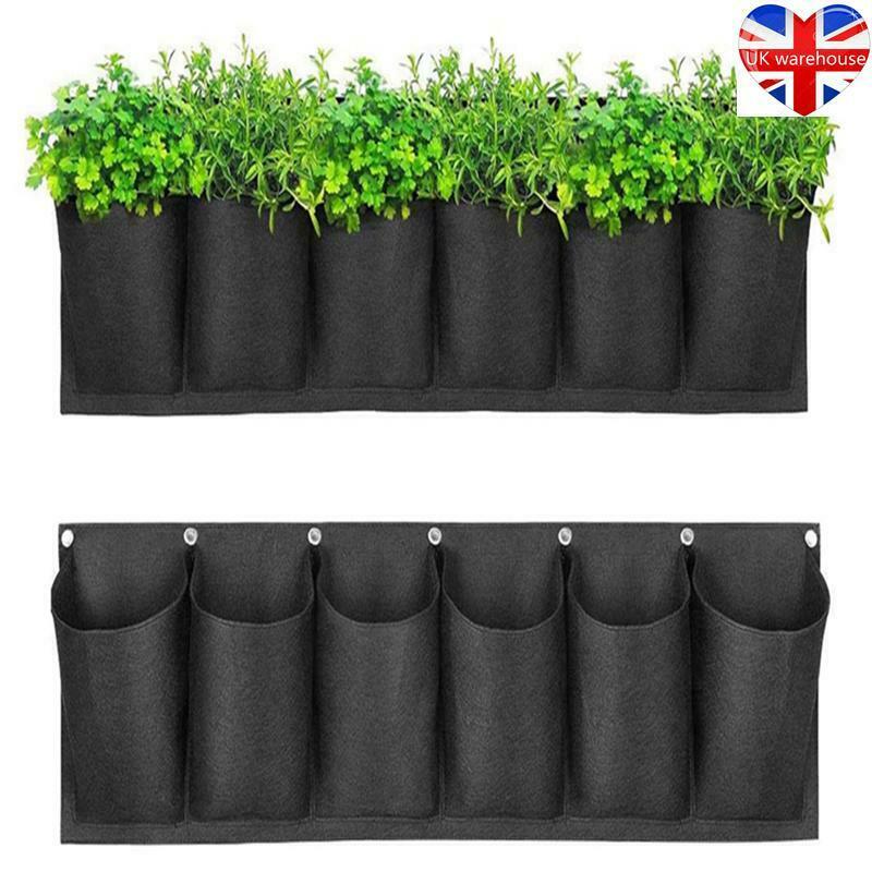 6Pocket Vertical Garden Planter Wall-mounted Horizontal Planting Flower Grow Bag
