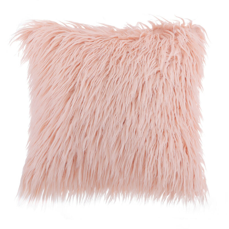 18" Plush Throw Pillow Case Fluffy Plush Sofa Cushion Cover Home Sofa Decor