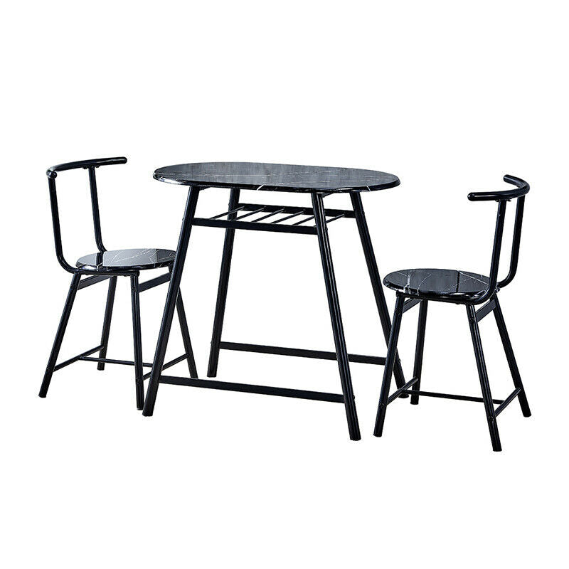 3 Pcs Set Dining Table & 2 Chairs Breakfast Bar Table For 2 Person Home Cafe BN