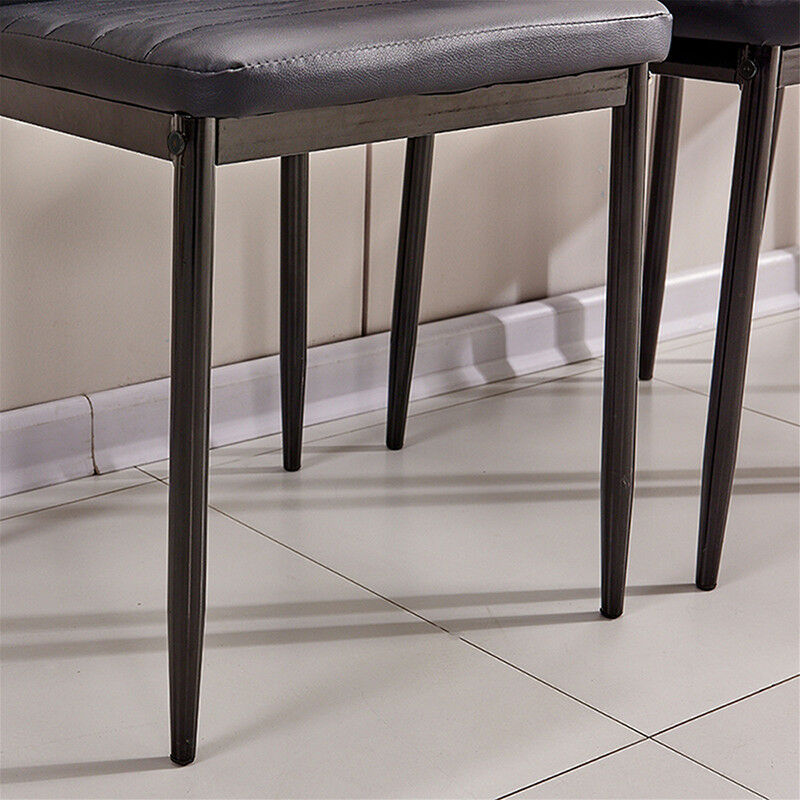 4pcs Black Faux Leather Dining Chairs Kitchen Dinning Room Metal Leg Padded Seat