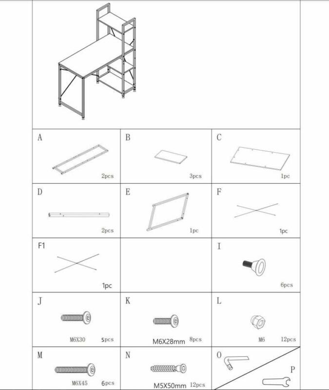 Computer Desk w/ 3 Tier Storage Shelves Office Laptop Workstation Study Writing