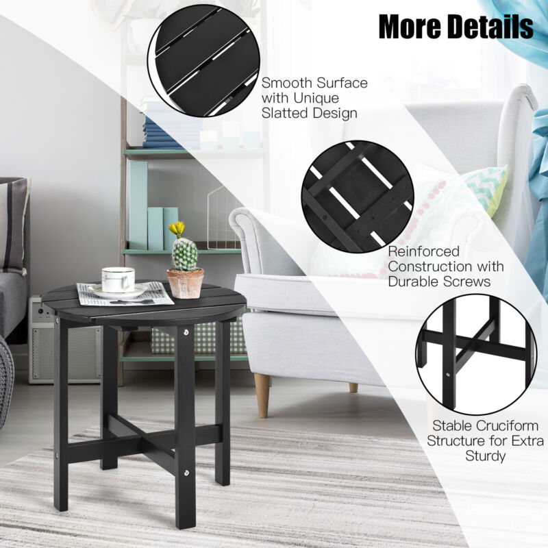 Adirondack Garden Patio Side Table Wooden Slatted Coffee Table Round End Table