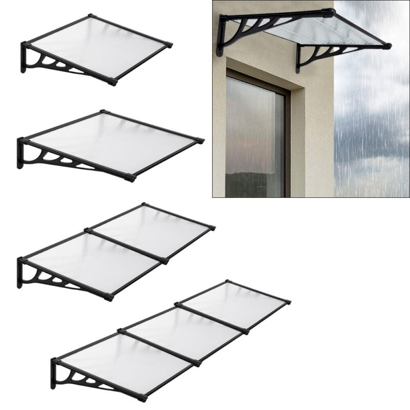 Black/Grey Outdoor Front Door Canopy Porch Shade Patio Roof Awning Rain Shelter