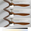 52" Oak Wood Effect Ceiling Fan With 3 Colors Light 6 Fan Speeds Timer w/Remote