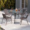 2/4/6 Seater Black Bistro Set Garden Patio Furniture Table Chairs w/Parasol Hole