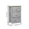 Fabric 3 Chest Of Drawer Grey Side Table Storage Cabinet Unit Organiser Bedroom