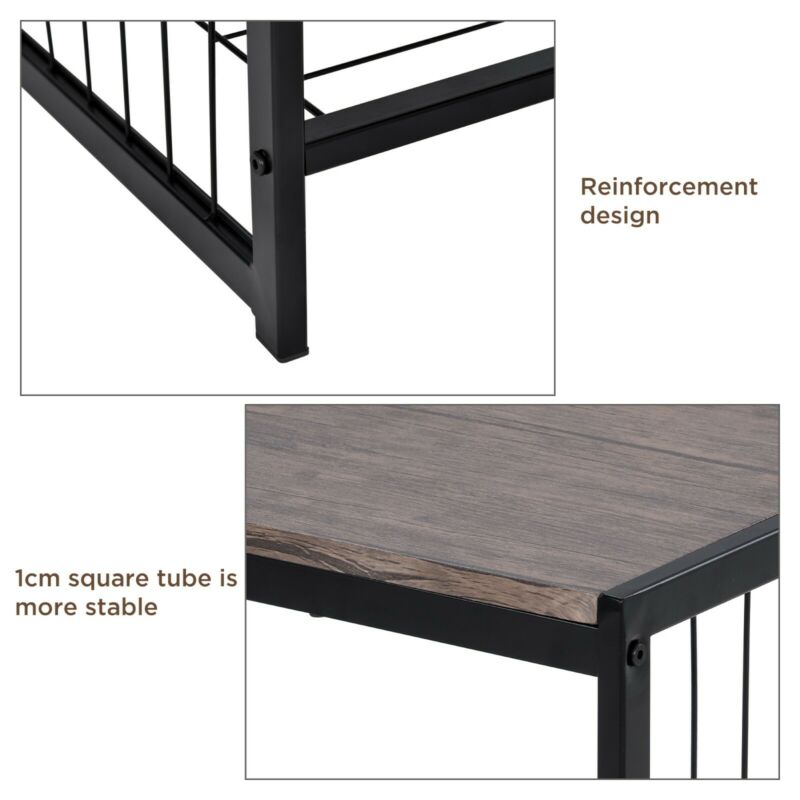 2-Tier Coffee Table Tea Sofa Table with Shelf Storage Metal Frame 100x50x45cm