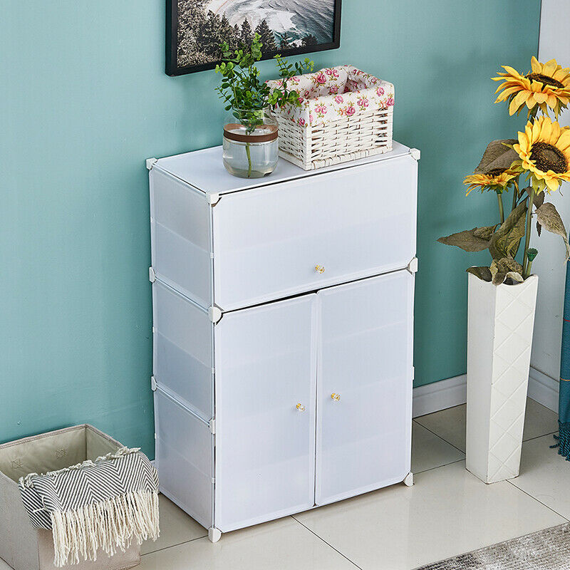 6 Tiers Shoe Rack Cube 3 doors DIY Cupboard Storage Cabinet Unit Organiser Home