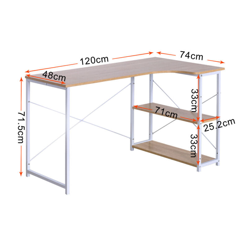 PC Computer Desk Writing Study Table Office Home Workstation Oak Wooden Metal UK