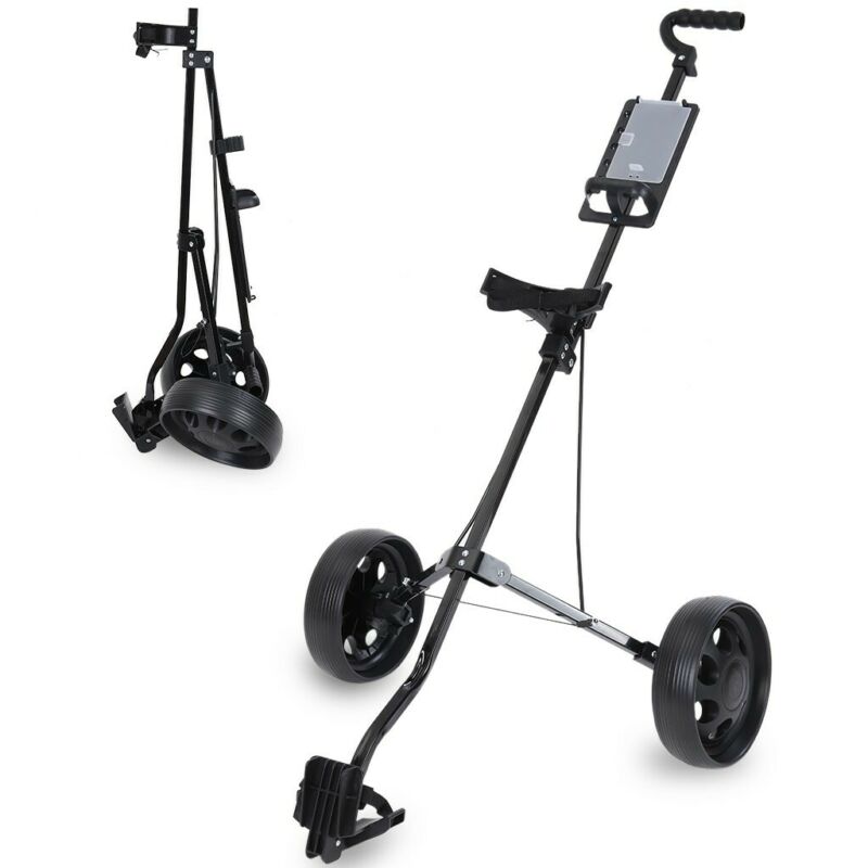 3 Wheel Golf Trolley - Manual Push / Pull Golf Cart Bag Holder Trolley (No Bag)