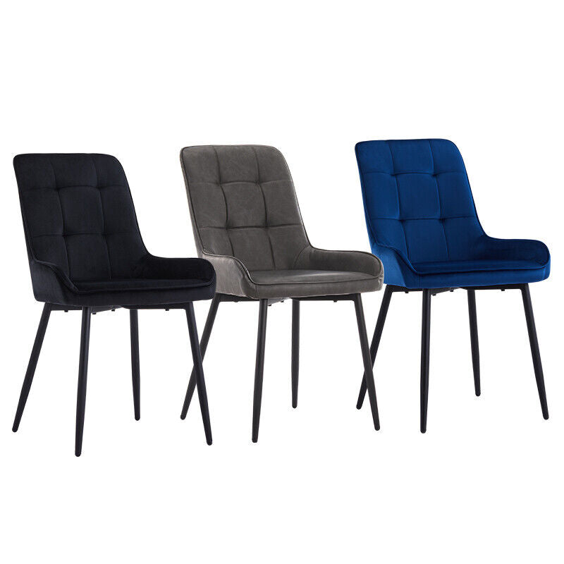 Set of 2 Dining Chairs Faux Leather/Velvet Upholstered Metal Legs Kitchen Chair
