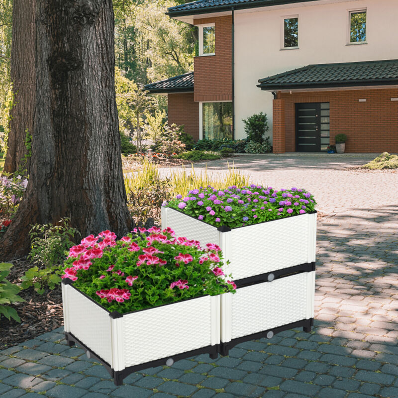 Set of 4 Raised Garden Bed Kits Elevated Flower Vegetable Herb Grow Planter Box