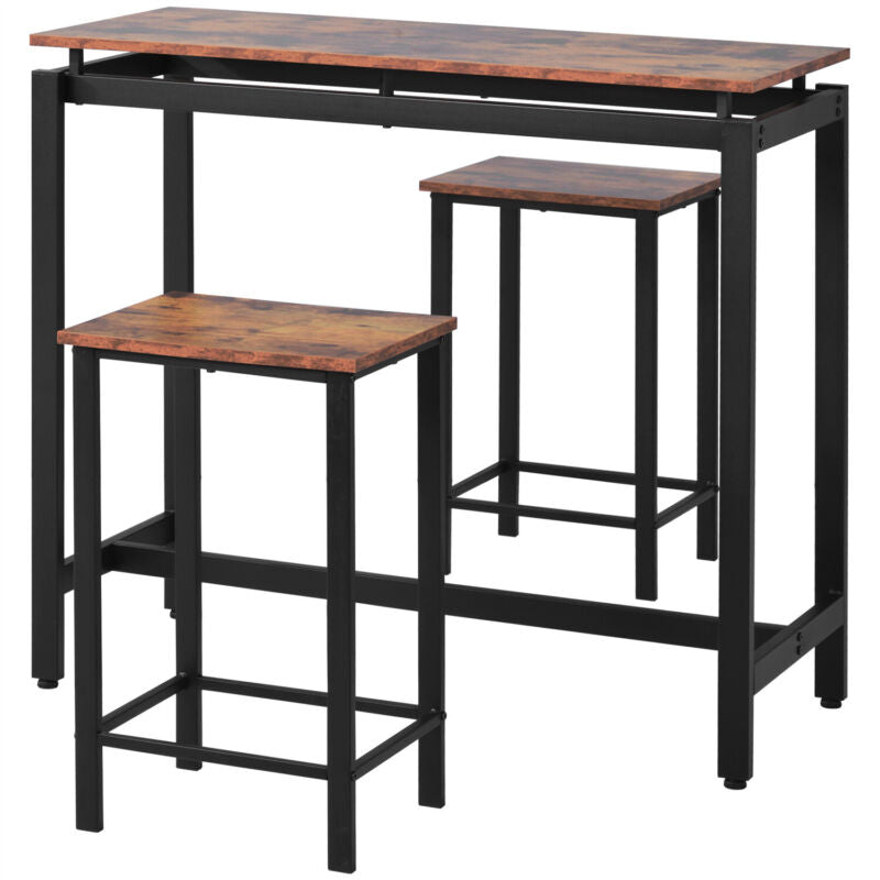 3PCS Small Table and 2 Stools Bar Kitchen Dining Breakfast Furniture Set MJ