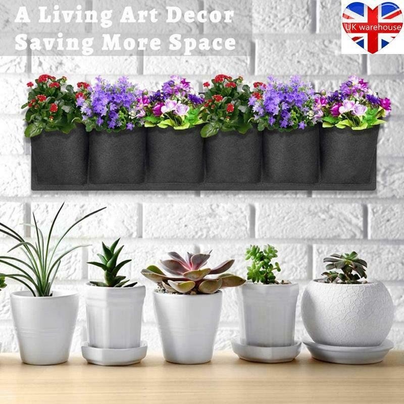 6Pocket Vertical Garden Planter Wall-mounted Horizontal Planting Flower Grow Bag