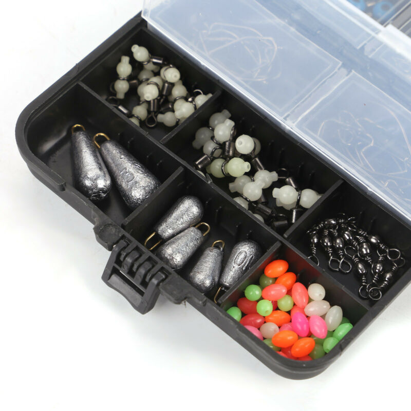 177Pcs Fishing Accessories Set With Tackle Box Fishhook Swivels