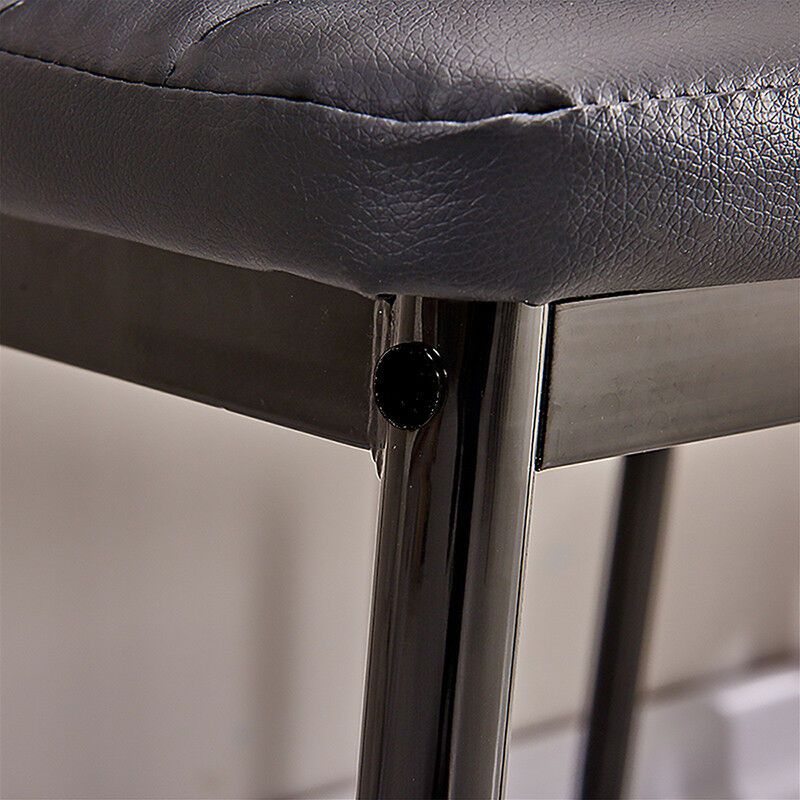 4pcs Black Faux Leather Dining Chairs Kitchen Dinning Room Metal Leg Padded Seat