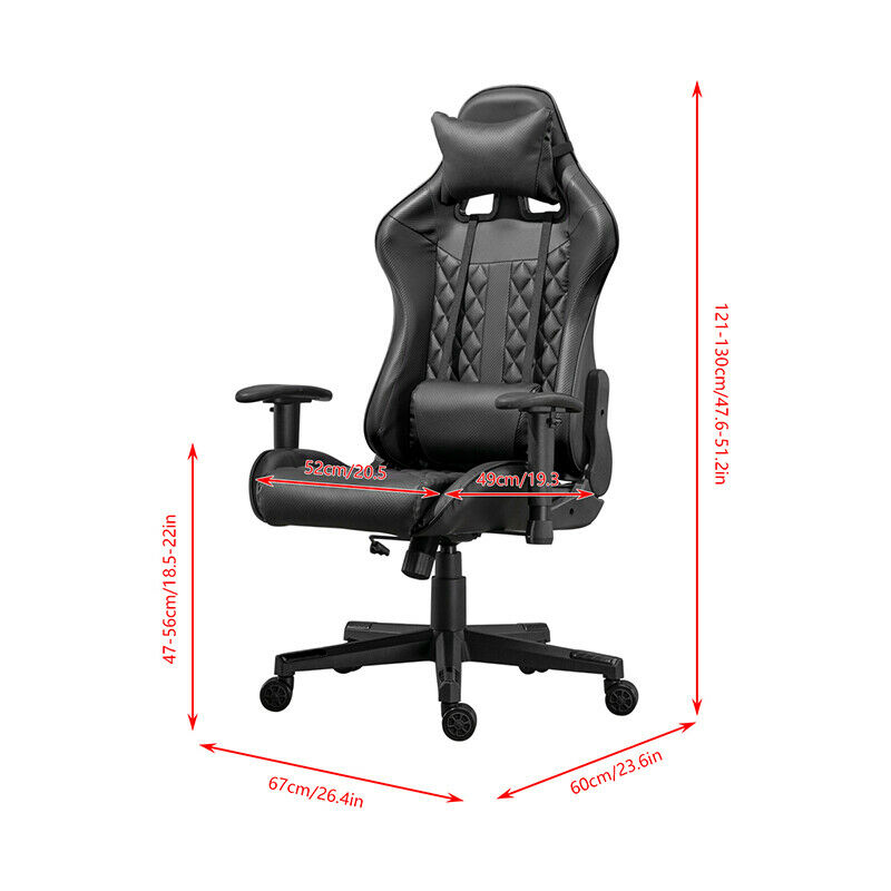 Black Racing Chair Gaming Chair Office Chair Headrest Lumbar Pillow Adjustable