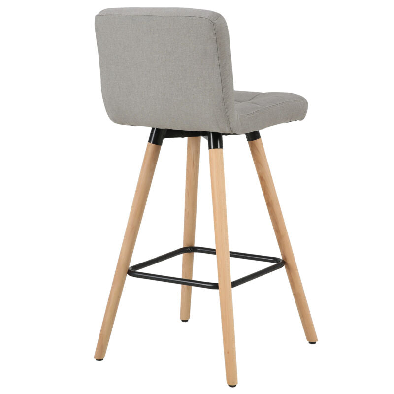 2x Breakfast Bar Stools w/ Linen Padded Backrest High Counter Chairs Kitchen Pub