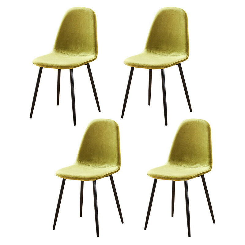 Set of 4 Velvet Dining Chairs Side Chairs Padded Living Room Home Office Yellow