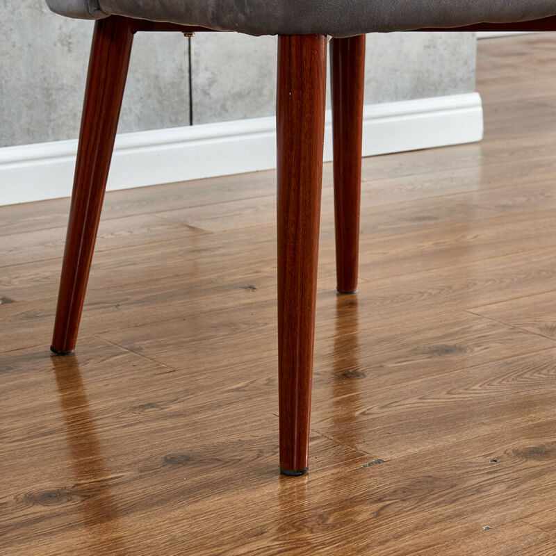 Set of 2 Velvet Dining Chairs Side Chairs Padded Seat Metal Legs Grey Kitchen BN