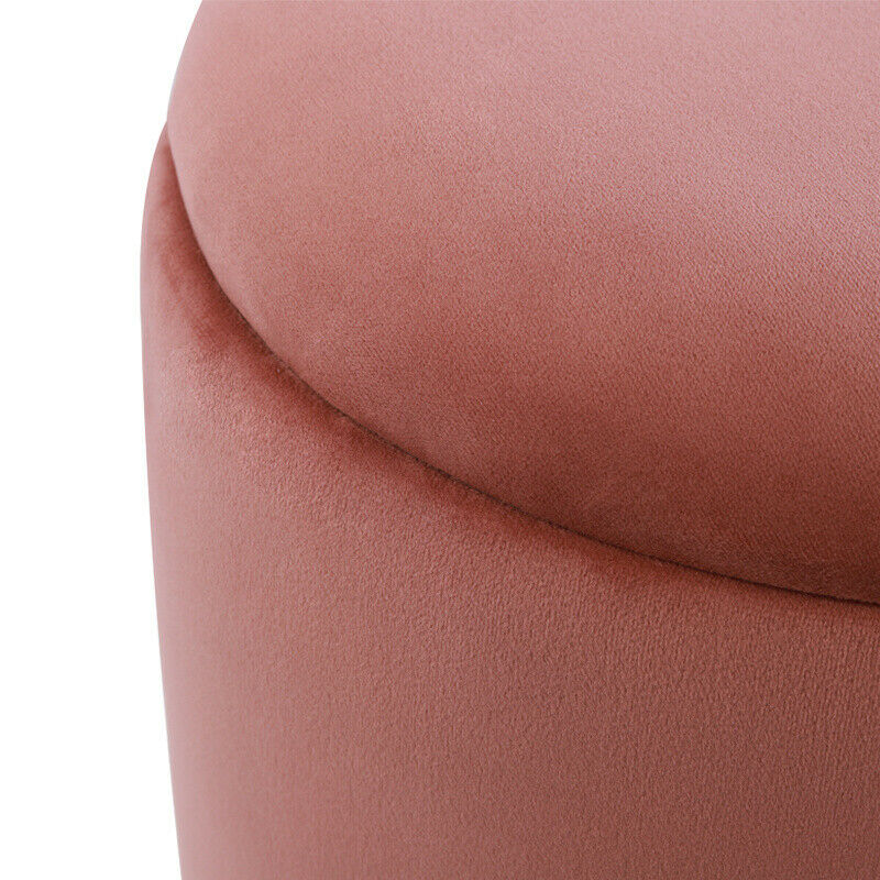 Velvet Padded Pouffe Stool Storage Ottoman Round Footstool Organizer Box Chair