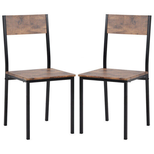 Dining Table and 2 Chairs Wooden Steel Frame Industrial Kitchen Furniture Set MW