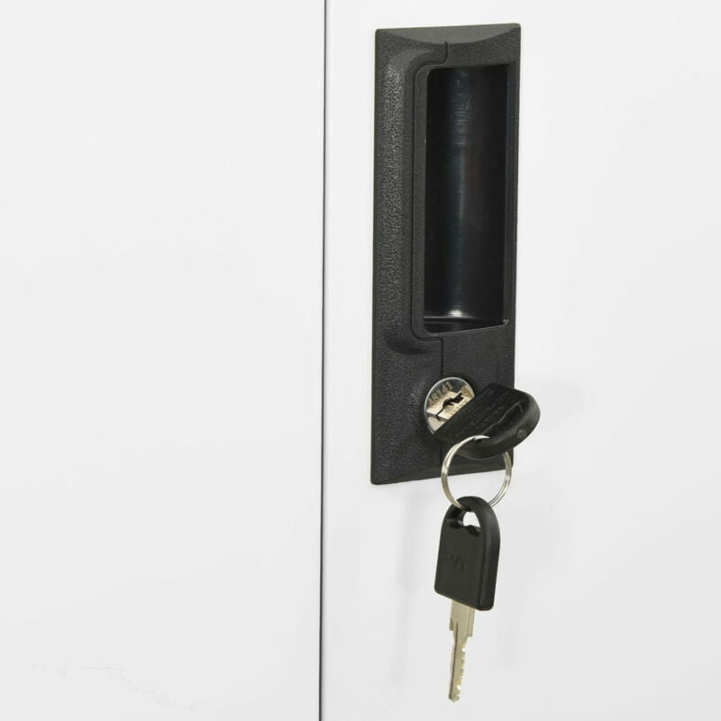 Office Cabinet White 90x40x180 Steel and Tempered Glass E3D0