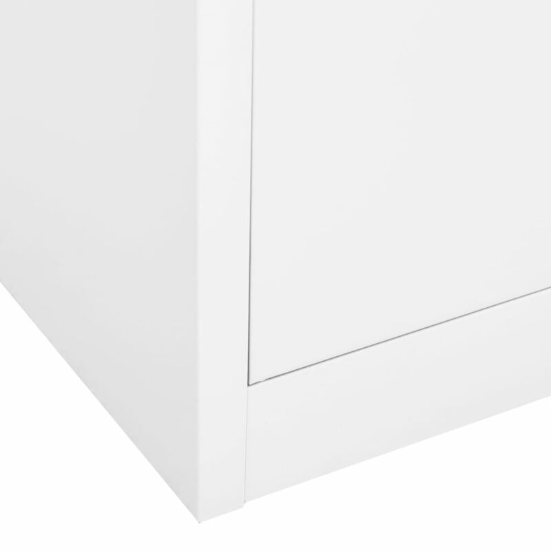 Office Cabinet White 90x40x180 Steel and Tempered Glass E3D0