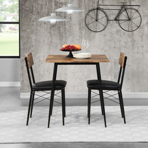 Dining Table and Chairs with PU Leather Set Kitchen Breakfast Bar Furniture MA