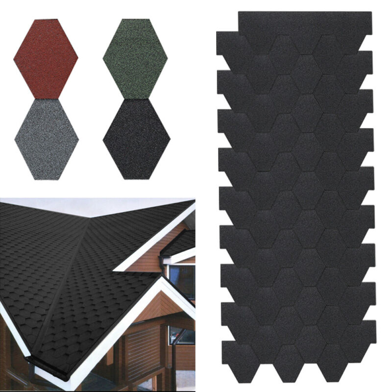 Self Adhesive Roof Felt Tiles Mosaic Asphalt Shingles Set Shed Roofing 18pcs