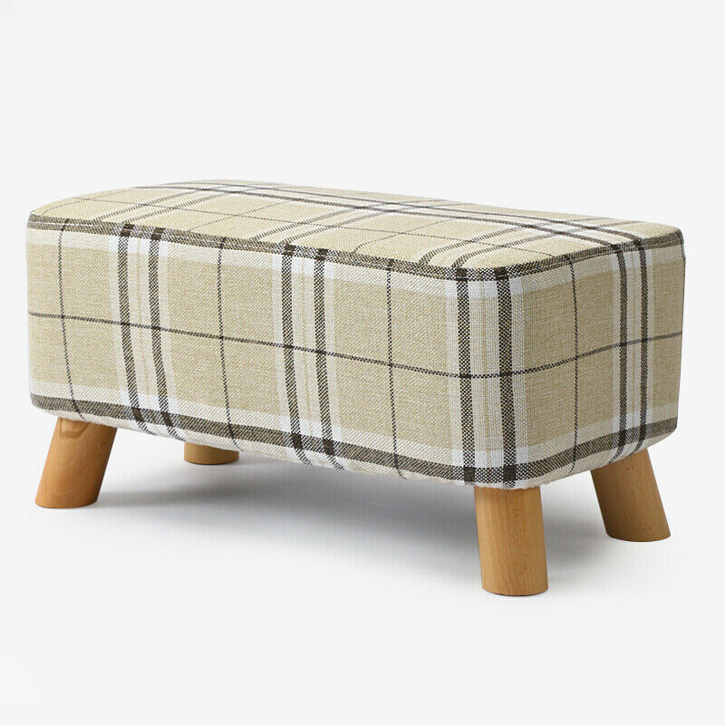 Linen Fabric Footstool Foot Rest Stool Pouffe Ottoman Seat Living Room Furniture