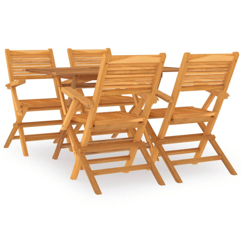 5 Piece Garden Dining Set Solid Wood Teak V5M8