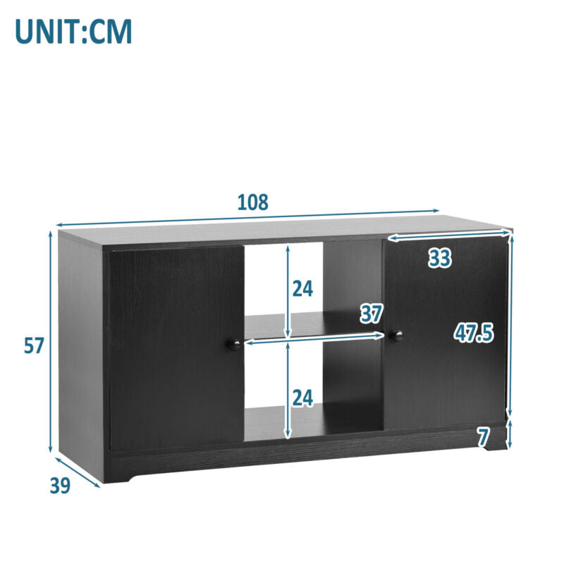 43 in TV Stand Cabinet with 2 Doors Shelves Storage for Living Room Home