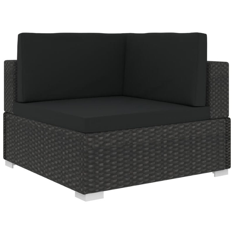 6 Piece Garden Set with Cushions Poly Rattan Black G8J7
