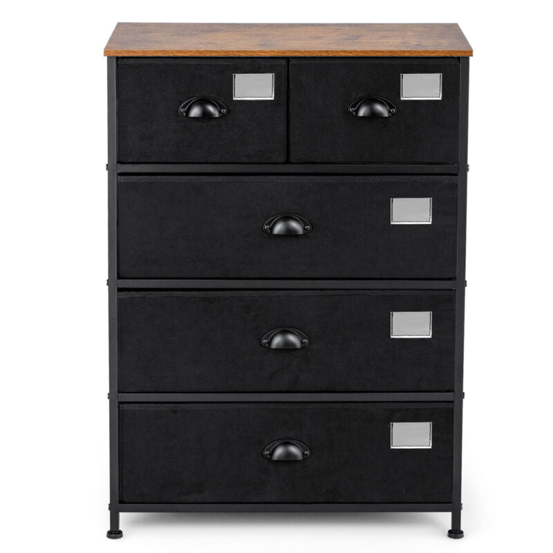 4 Tier Wide Storage Organizer Unit 5-Drawer Storage Dresser Chest of Drawers