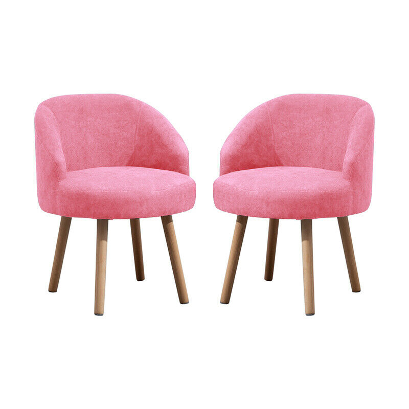 Set of 2 Pink Accent Chairs Armchairs Padded Seat Bedroom Living Room Office BN