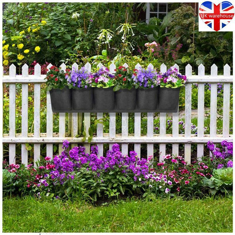 6Pocket Vertical Garden Planter Wall-mounted Horizontal Planting Flower Grow Bag