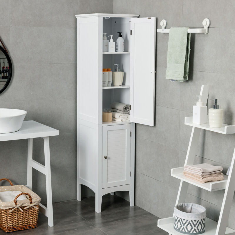 5-Tier Bathroom High Cabinet Freestanding Storage Cabinet Organizer 2 Shelves