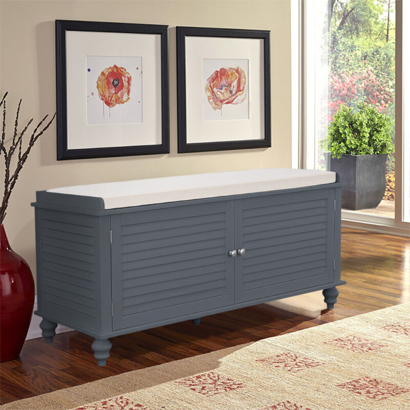 2 Seater Wooden Shoe Cabinet Bench Window Seat Storage with Door Cupboard Unit