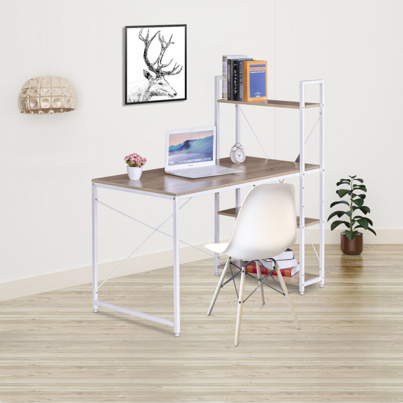 Computer Desk w/ 3 Storage Shelves Office Workstation Study Writing Laptop Table