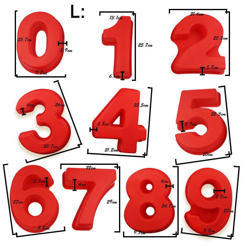 2 size Silicone Number Cake Tin Mould Birthday Anniversary 0 1 2 3 4 5 6 7 8 DIY