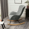 Wooden Upholstered Rocking Armchair Button Lounge Wing Back Chair Sofa Fireside