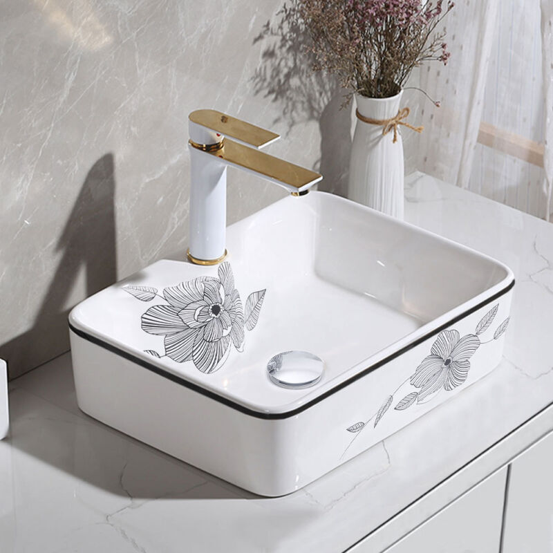 MULTI SHAPE BATHROOM CLOAKROOM COUNTERTOP CERAMIC BASIN SINK & POP UP WASTE SETS