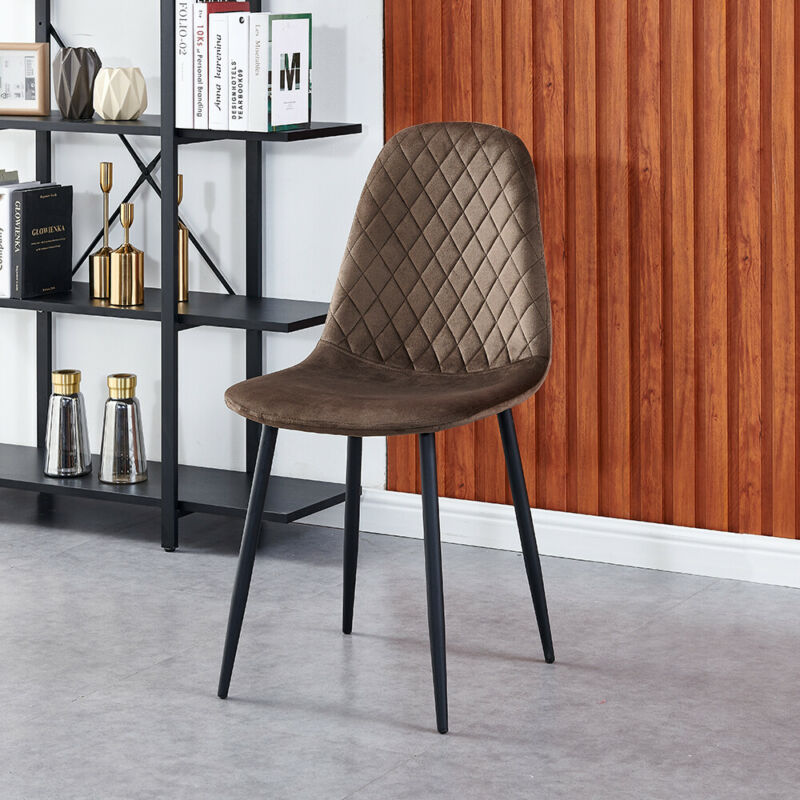 4X Velvet Dining Chairs Side Chair with Metal Legs Padded Seat Living Room Home