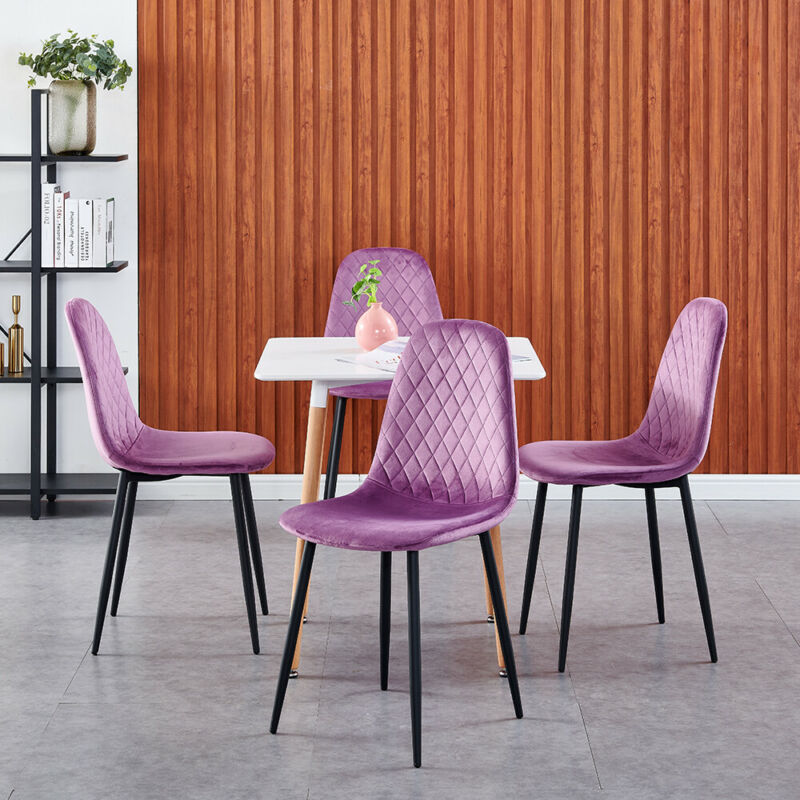 Set of 4 Velvet Dining Chairs Side Chair Metal Legs Dining Room Living Room Home