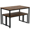 Dining Table 2 Bench Set Dinner Set Kitchen Dining Room Restaurant Rustic Brown
