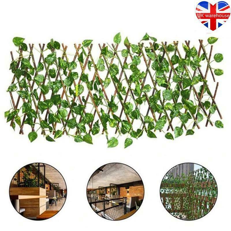 Garden Screening Expanding Trellis Fence Privacy Screen Artificial Ivy Leaves7