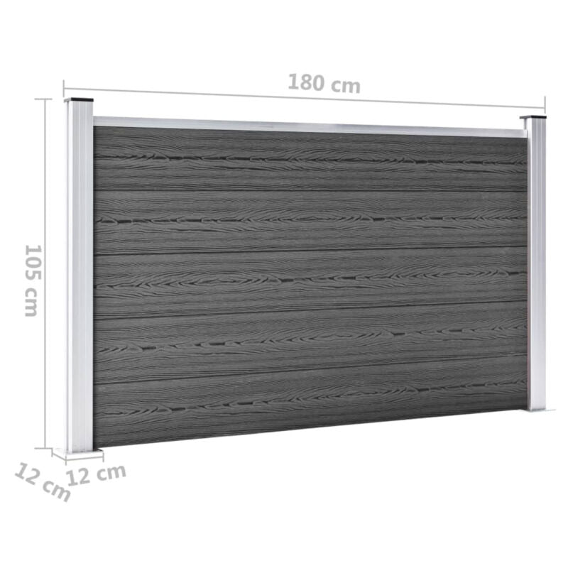 Fence Panel Set WPC 353x105 Black O9W6