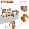 Patio Wooden Rocking Armchair Bistro Seat Home Garden Furniture Set w/ Table